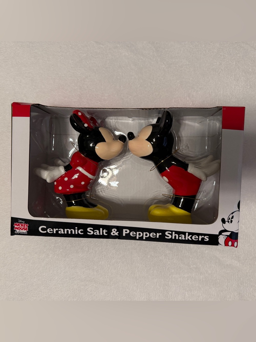 Disney Mickey & Minnie Red, Black and Yellow Ceramic Salt and Pepper Shakers